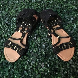 Flats with black straps